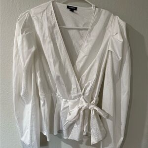 Express White Tie-Waist Blouse